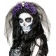 Diadema 6 violetas rojas con calavera y velo catrina