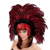 Tocado brasileño carnaval con plumas rojos