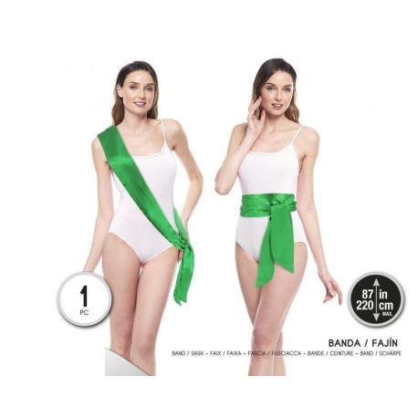 Banda o fajin verde 210 x9 cm