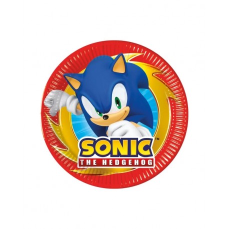 Platos Sonic para cumpleanos 8 uds 20 cm