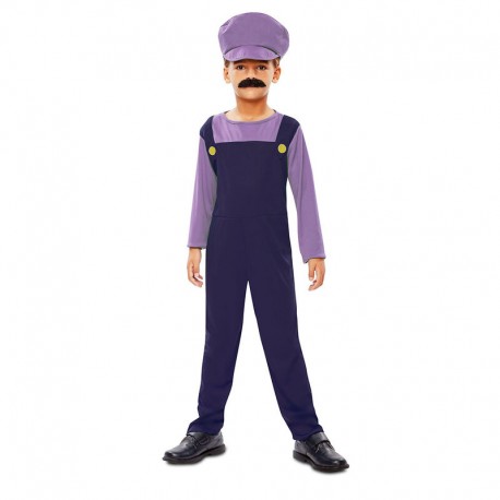 Disfraz Fontanero morado malo infantil talla 3 4 anos waluigi