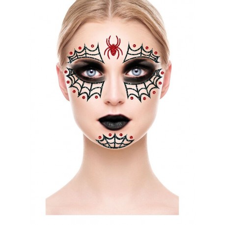 Maquillaje glitter face arana spider