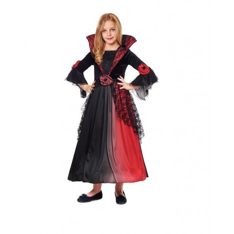 Disfraz Vampiresa rojo y negro deluxe para nina talla 3 4 anos