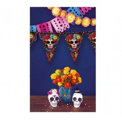 Banderin triangular catrina dia muertos 3 mt papel