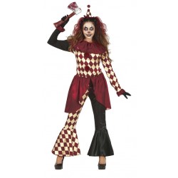 Disfraz payasa halloween rombos arlequin talla S 36 38
