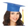 Birrete azul sombrero estudiante tela