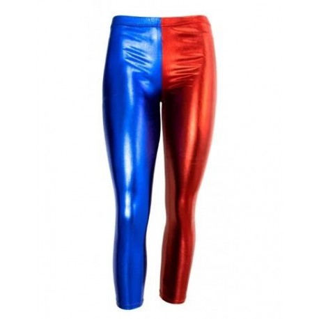 Leggings bicolor azul y rojo harley talla 5 6 anos