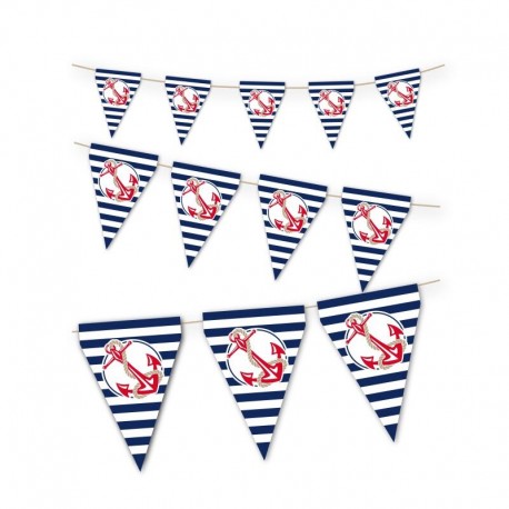 Banderin marinero 3 metros guirnalda triangular papel