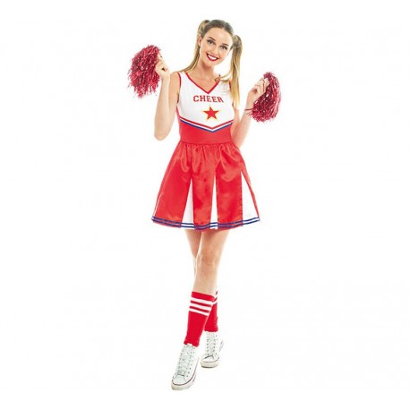 Disfraz animadora rojo y blanco Cheerleader para mujer talla S