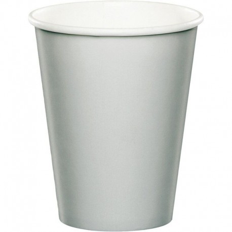 Vasos plata carton para cumpleanos 8 uds