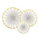 Abanicos colgantes decorativos blanco y oro comunion 3 uds