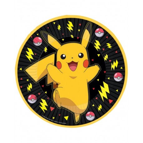 Platos Pokemon Pikachu cumpleanos 8 uds 23 cm