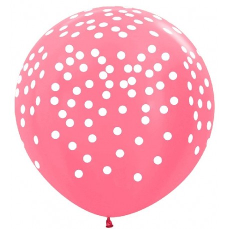Globo rosa confeti pintado blanco 90 cm 10 uds