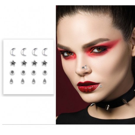 Piercing falso plata con adhesivo