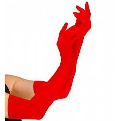 Guantes rojos largos 60 cm saten