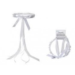 Diadema blanco con perlas para bodas 18 cm
