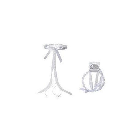 Diadema blanco con perlas para bodas 18 cm