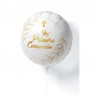 Globo Mi primera comunion blanco y oro foil 45 cm helio o aire