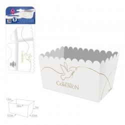 Caja palomitas rectangular Comunion paloma 3 uds 14x7 cm