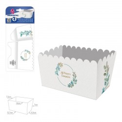 Caja palomitas rectangular Comunion floral 3 uds 14x7 cm
