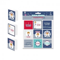 Tarjetas adhesivas Mi primera comunion nino 9 uds