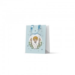Bolsa regalo nino de comunion azul 23x30 cm