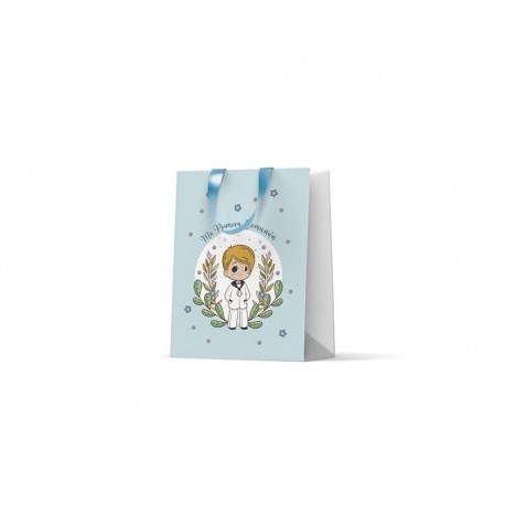Bolsa regalo nino de comunion azul 23x30 cm