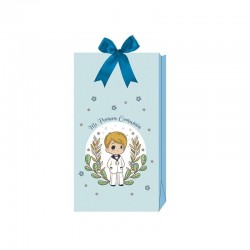 Bolsa regalo nino de comunion azul 16x30 cm