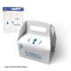 Caja regalo blanca Comunion azul metalizado 15x13x9 cm 2 uds