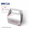 Caja regalo blanca Comunion rosa metalizado 15x13x9 cm 2 uds