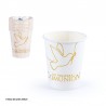 Vasos Mi Primera Comunión paloma blanco y oro 8 uds