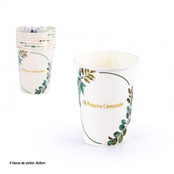 Vasos Mi Primera Comunion floral blanco 8 uds