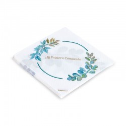 Servilletas Mi Primera Comunion floral y blanco 12 uds 33 cm