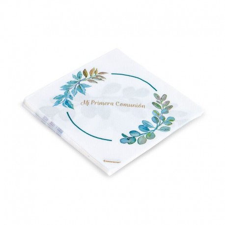 Servilletas Mi Primera Comunion floral y blanco 12 uds 33 cm