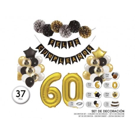 Set globos y decoracion 60 cumpleanos
