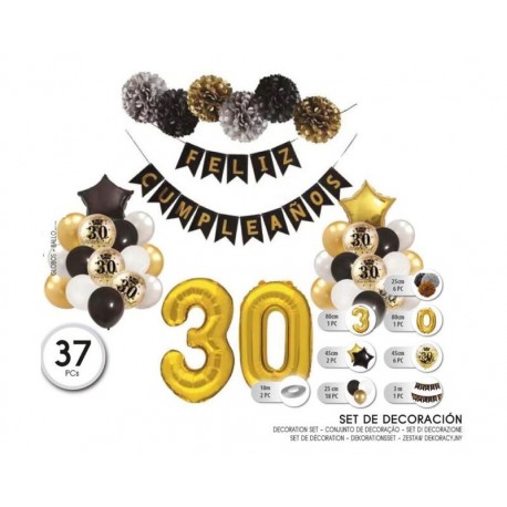 Set globos y decoracion 30 cumpleanos