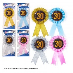 Broche 30 cumpleanos UNIDAD colores surtidos