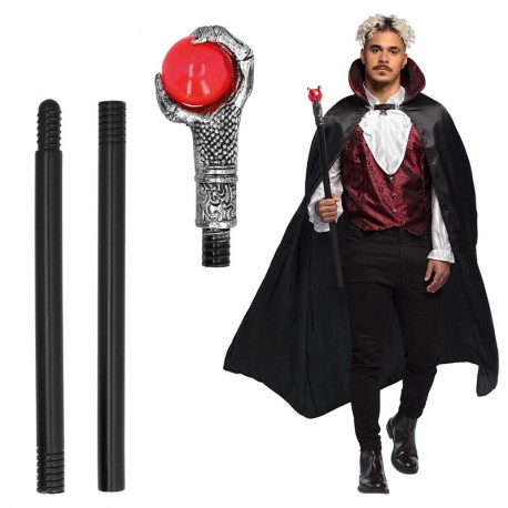 Baston con bola roja vampiro o brujo 78 cm