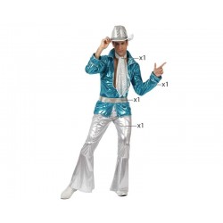 Disfraz disco dancer azul anos 70 para hombre talla ML