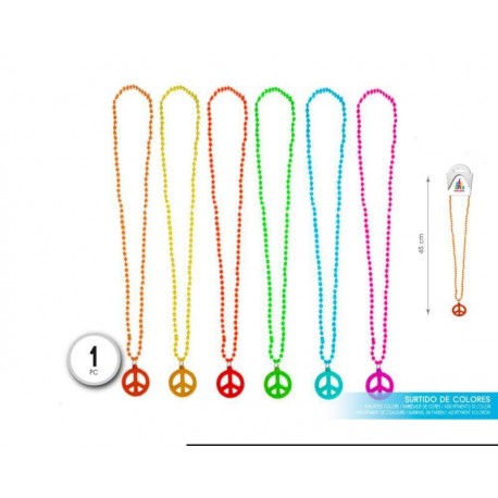 Collar hippie simbolo de la paz 1 unidad colores surtidos