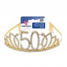 Corona 50 cumpleaños oro diamantes