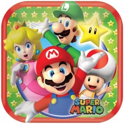 Platos super mario bros de 18 cm 8 uds para cumpleanos