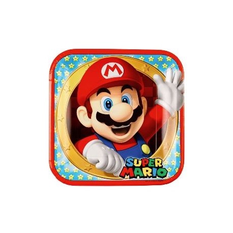 Platos super mario bros de 23 cm 8 uds para cumpleanos