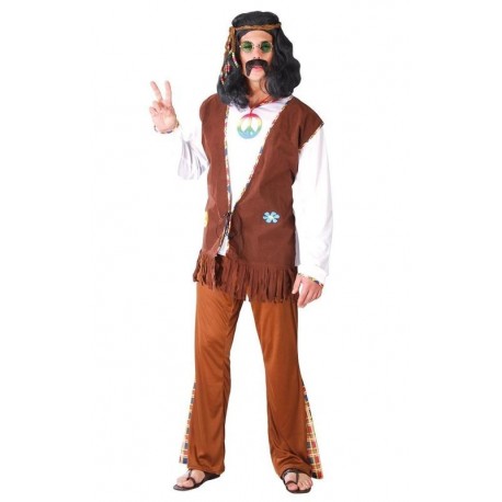 Disfraz hippie marron flower power hombre