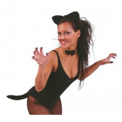 Conjunto gatita diadema pajarita cola