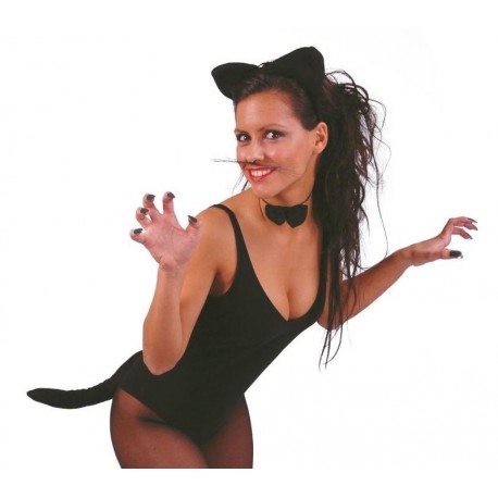 Conjunto gatita diadema pajarita cola
