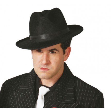 Sombrero ganster negro de tela