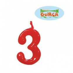 Vela roja nº 3 años cumpleaños barata tarta