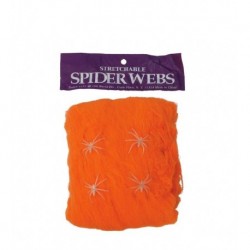 Tela de araña artificial naranja 60 gr halloween