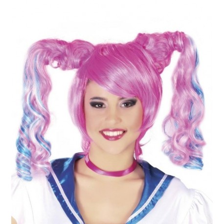 Peluca rosa con coletas sailor 4885 gui
